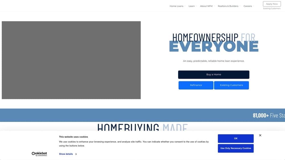 Screenshot of NFM Lending website